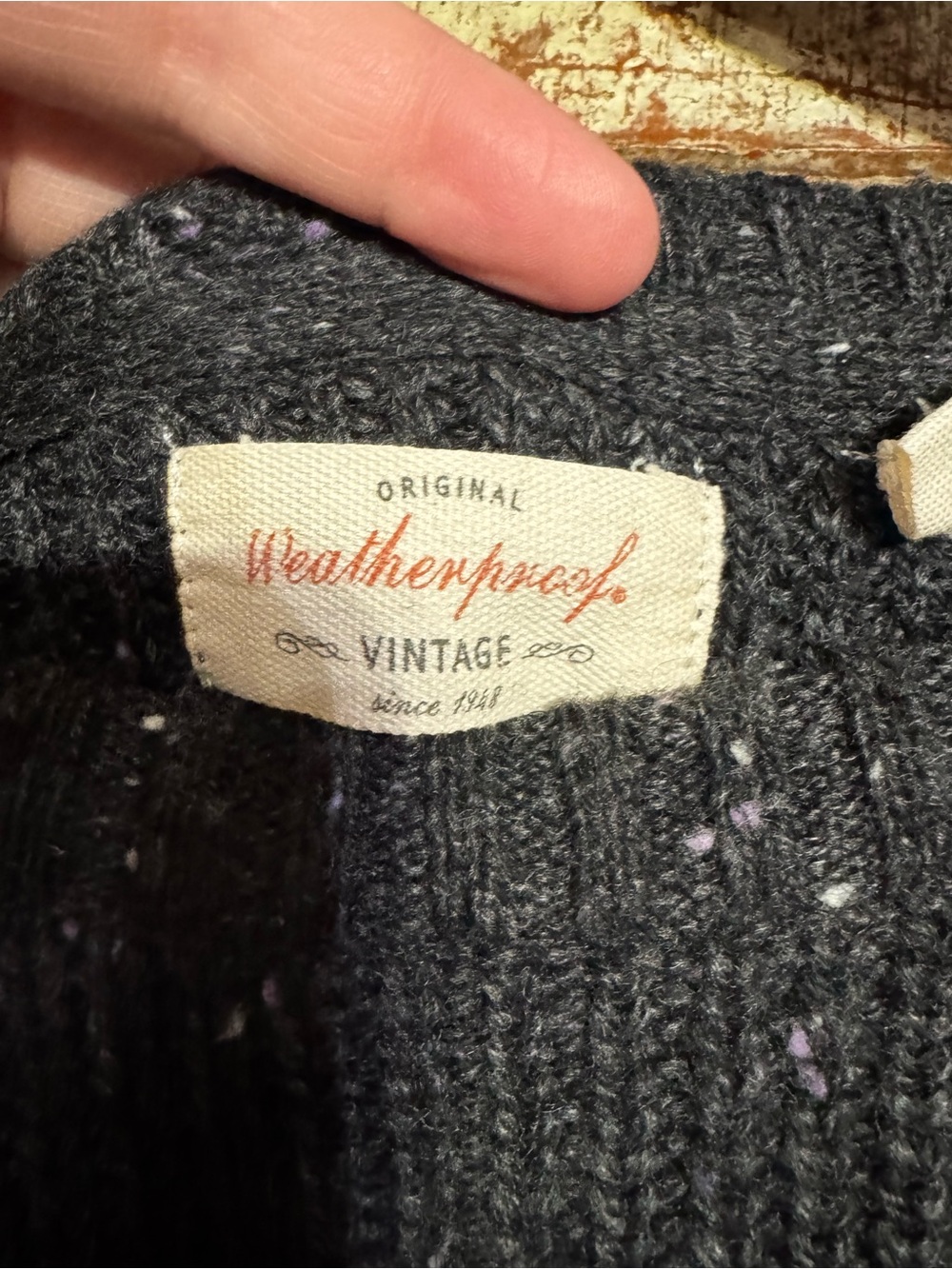 Weatherproof Vintage style Charcoal Speckled Ribbed Crewneck Sweater - Picture 3 of 6